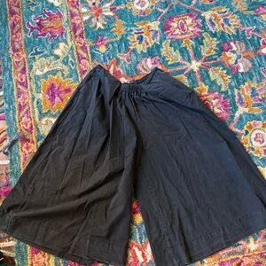 Free People Black Pleated Midi Wide Leg Pants